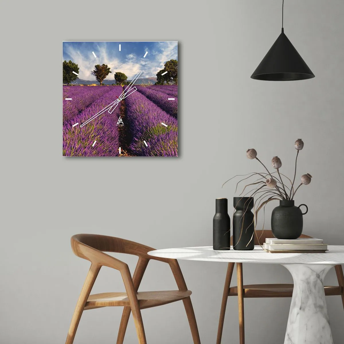 Wandklok - Klok - Lavendel velden - 40x40 cm