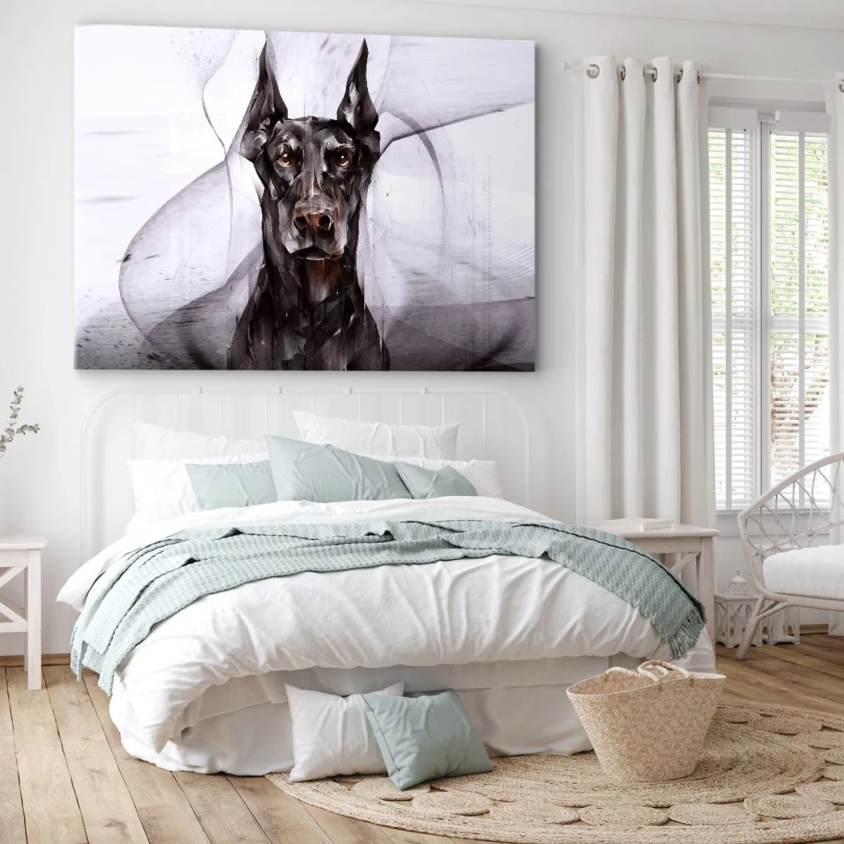 Schilderen op canvas - Abstract portret van een hond in een artistieke benadering - 70x50cm - Hooggeboren - Moderne wanddecoratie voor woonkamer en slaapkamer ARTTOR