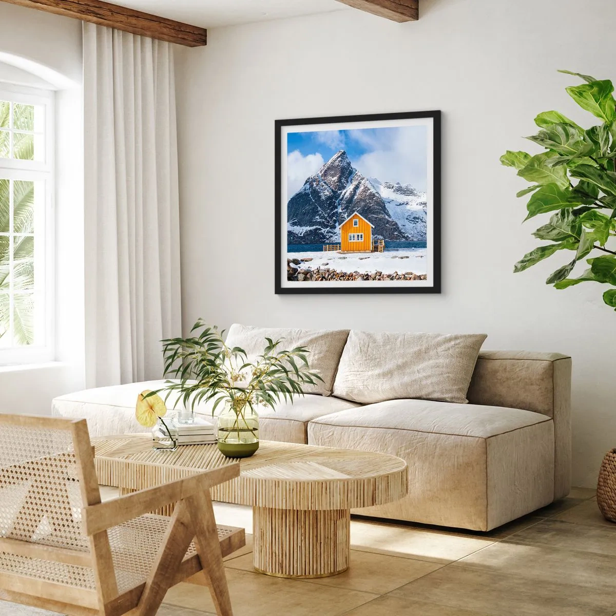 Poster in een zwarte lijst - Scandinavische vakanties - 30x30 cm