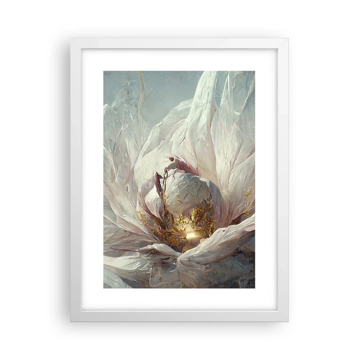 Poster in een witte lijst - Hij bloeit eens in de honderd jaar - 30x40 cm