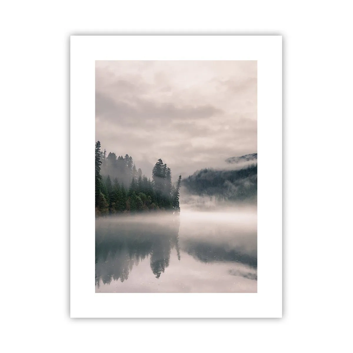 Poster - In reflectie, in de mist - 30x40 cm