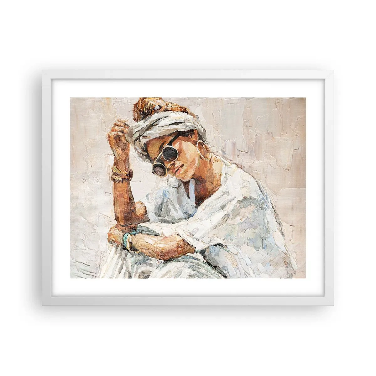 Poster in een witte lijst - Portret in de volle zon - 50x40 cm