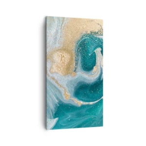 Schilderen op canvas - Een werveling van goud en turkoois - 45x80 cm