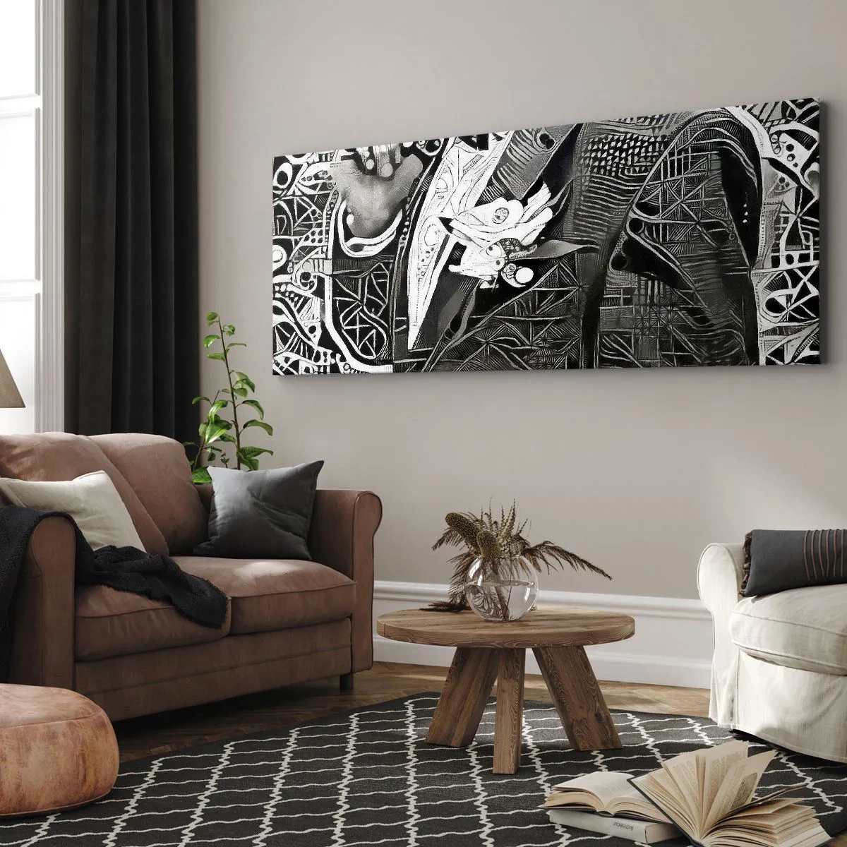 Schilderen op canvas - Alleen een ogenschijnlijk grijze man - 120x50 cm