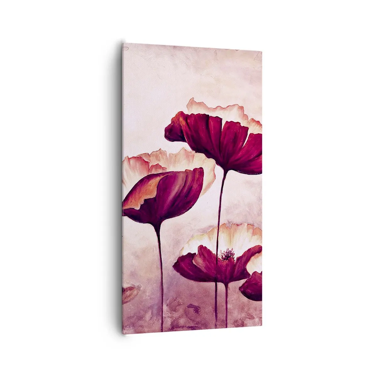 Schilderen op canvas - Rood en wit bloemblad - 65x120 cm