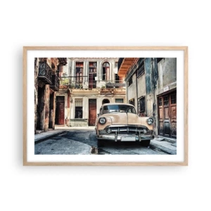 Een poster in een licht eiken lijst - De siësta in Havana - 70x50 cm