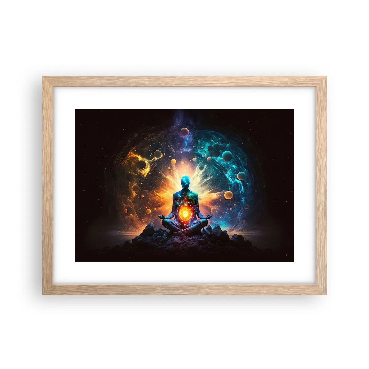 Een poster in een licht eiken lijst - Kosmische vrede - 40x30 cm
