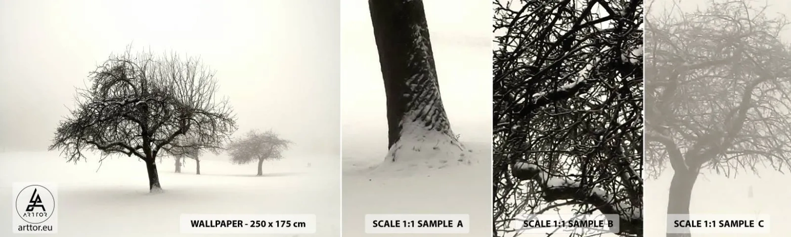 Fotobehang Monster Zelfklevend Deluxe Sticker - Winterslaap - Grafisch, Boom, Natuur - 100x30 cm