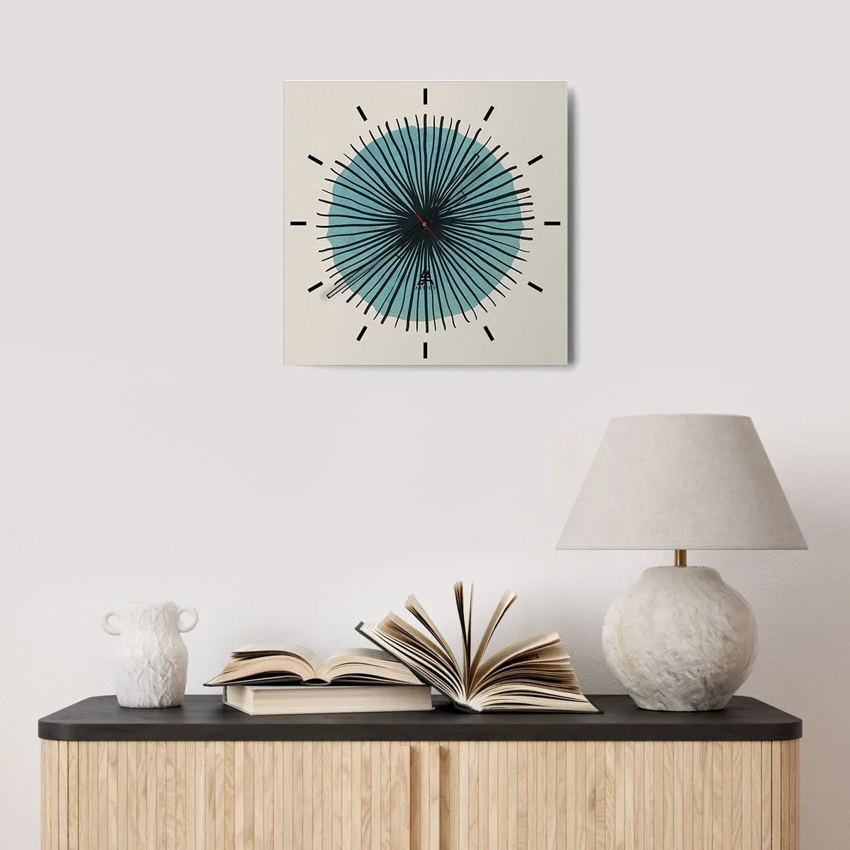 Wandklok - Klok - Stralend in het blauw - 30x30 cm