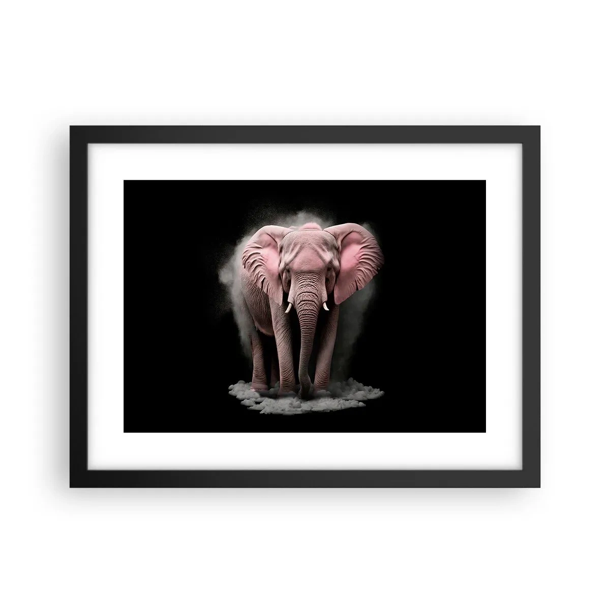 Poster in een zwarte lijst - Denk niet aan een roze olifant! - 40x30 cm