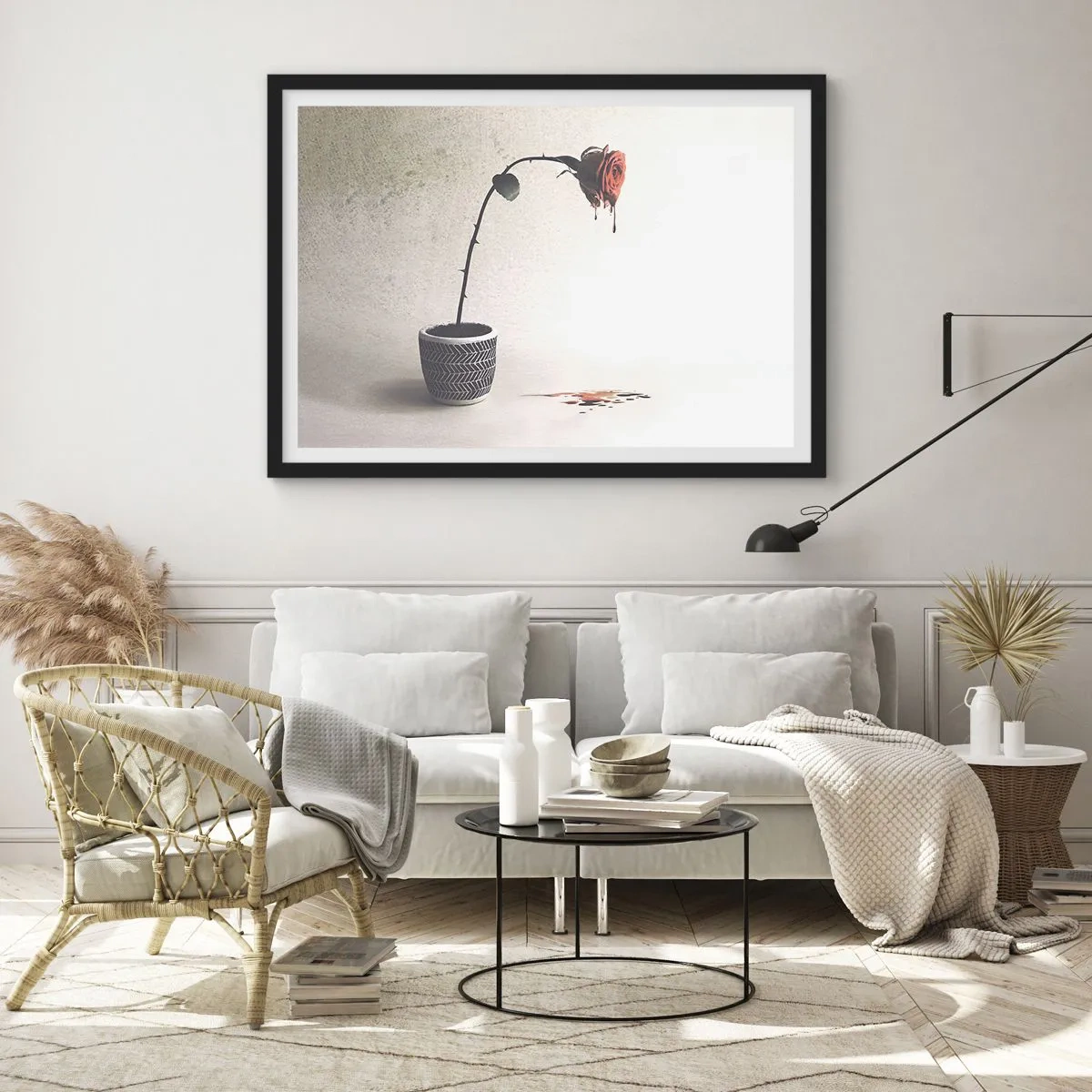 Poster in een zwarte lijst - Rosa dolorosa - 70x50 cm