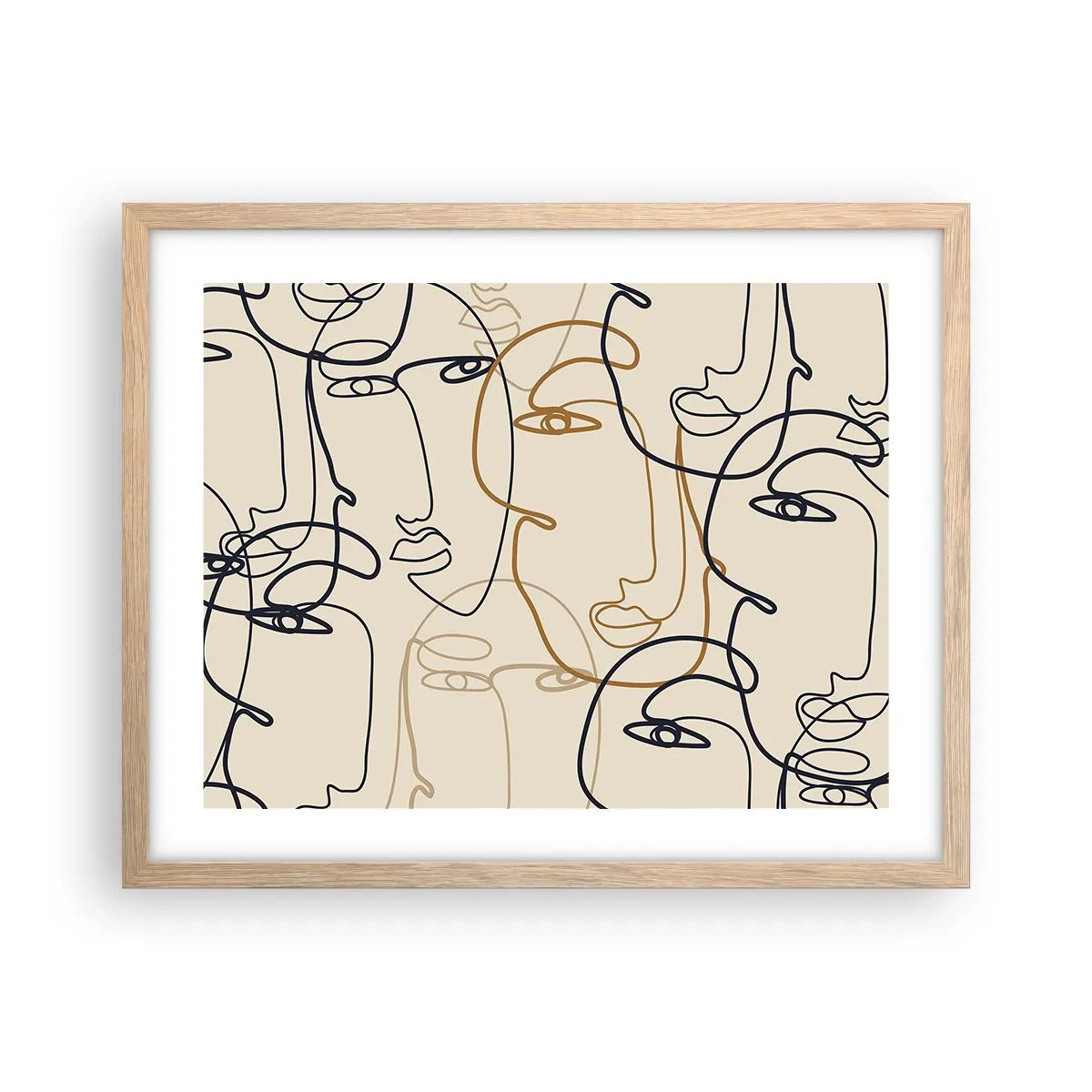 Een poster in een licht eiken lijst - Het portret is vermenigvuldigd - 50x40 cm