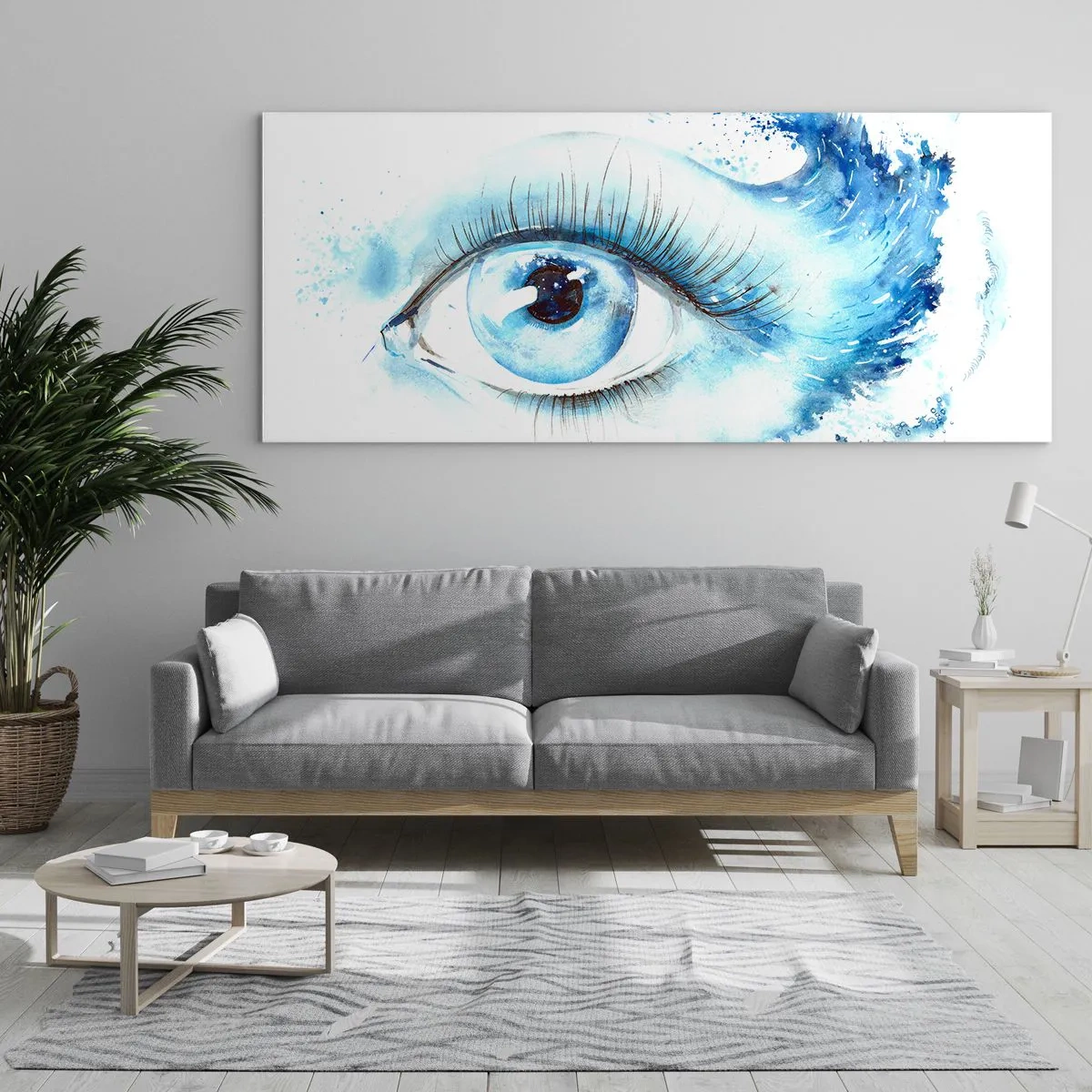 Schilderen op glas - Dompel jezelf onder in het blauw van de blik - 120x50 cm