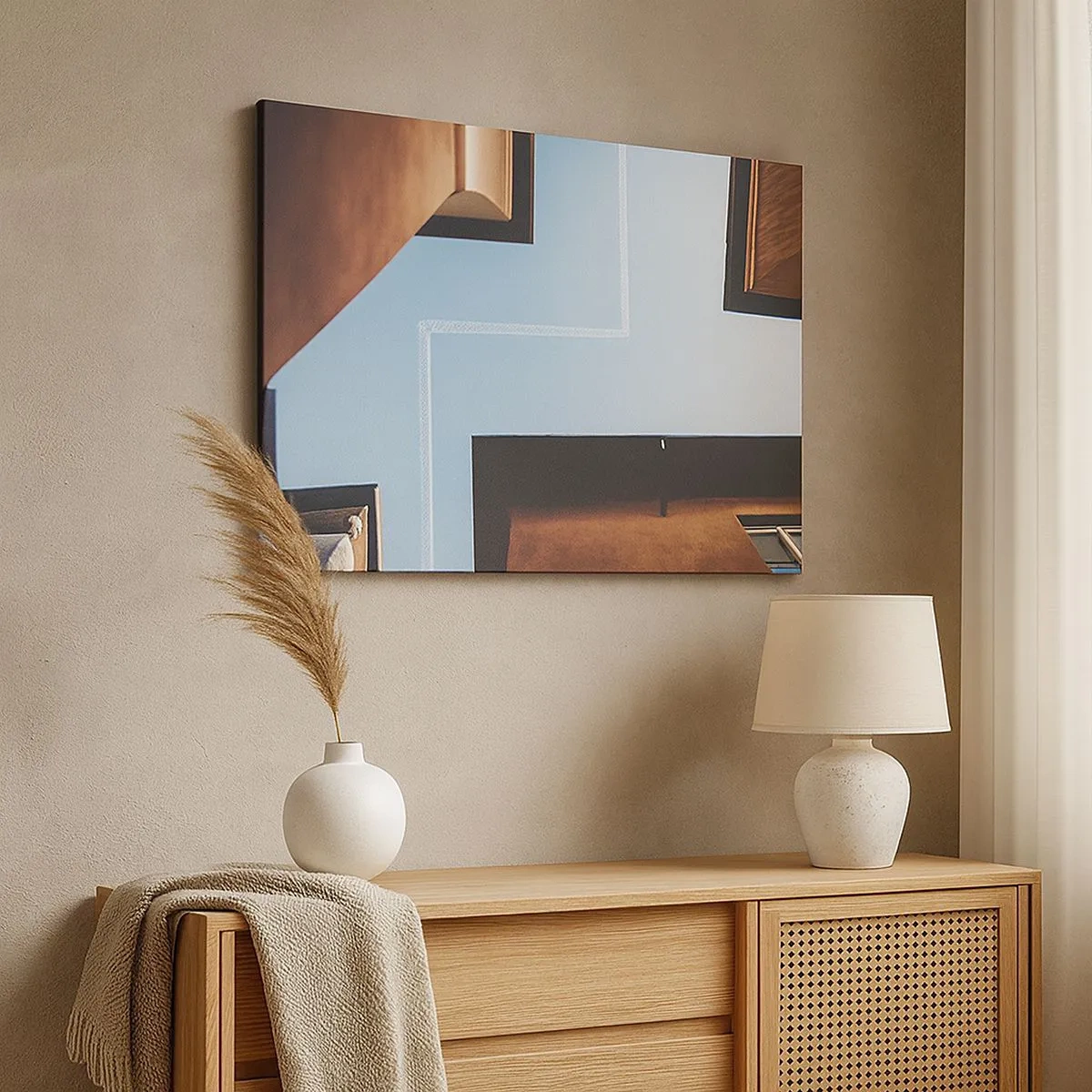 Schilderen op canvas - Boven het doolhof van de stad - 100x40 cm