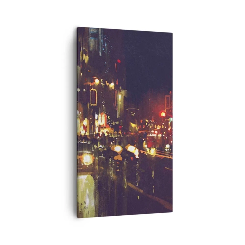 Schilderen op canvas - Ondergedompeld in de lichten van de nacht - 45x80 cm