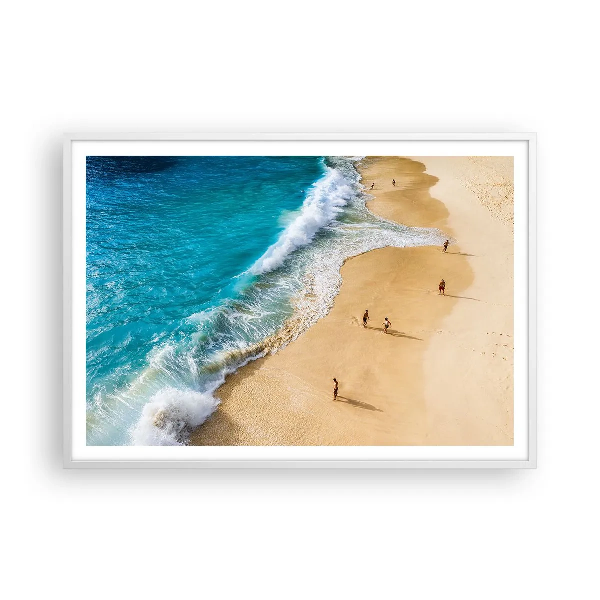 Poster in een witte lijst - En dan de zon, het strand… - 100x70 cm