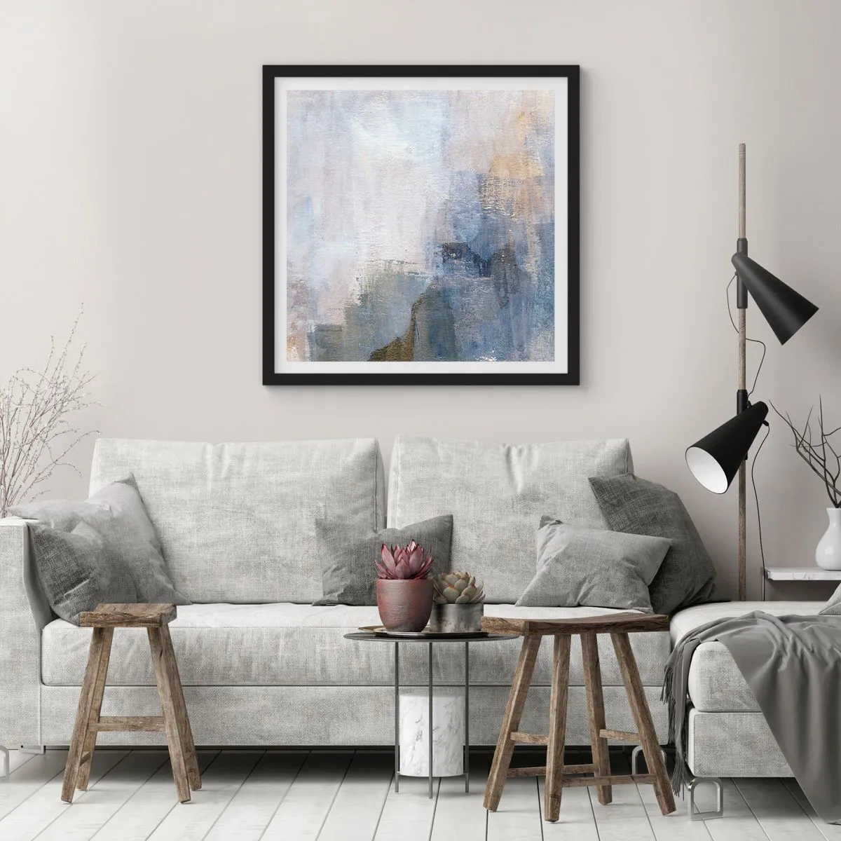 Poster in een zwarte lijst - Kleurtonen en akkoorden - 40x40 cm