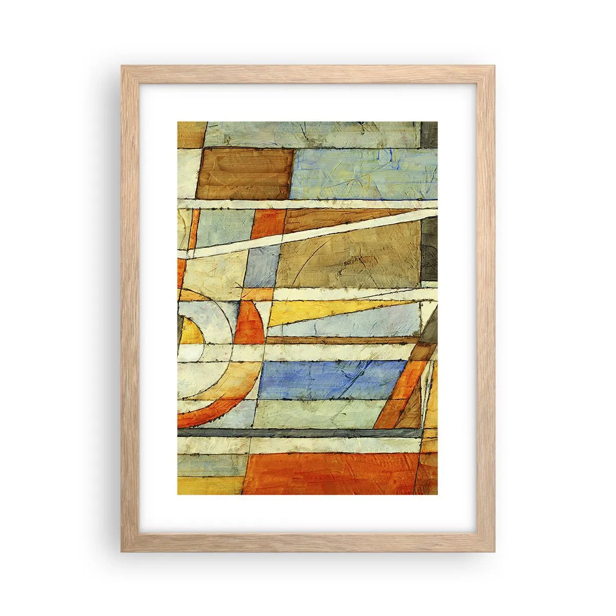 Een poster in een licht eiken lijst - Kubisme op de bouwplaats - 30x40 cm