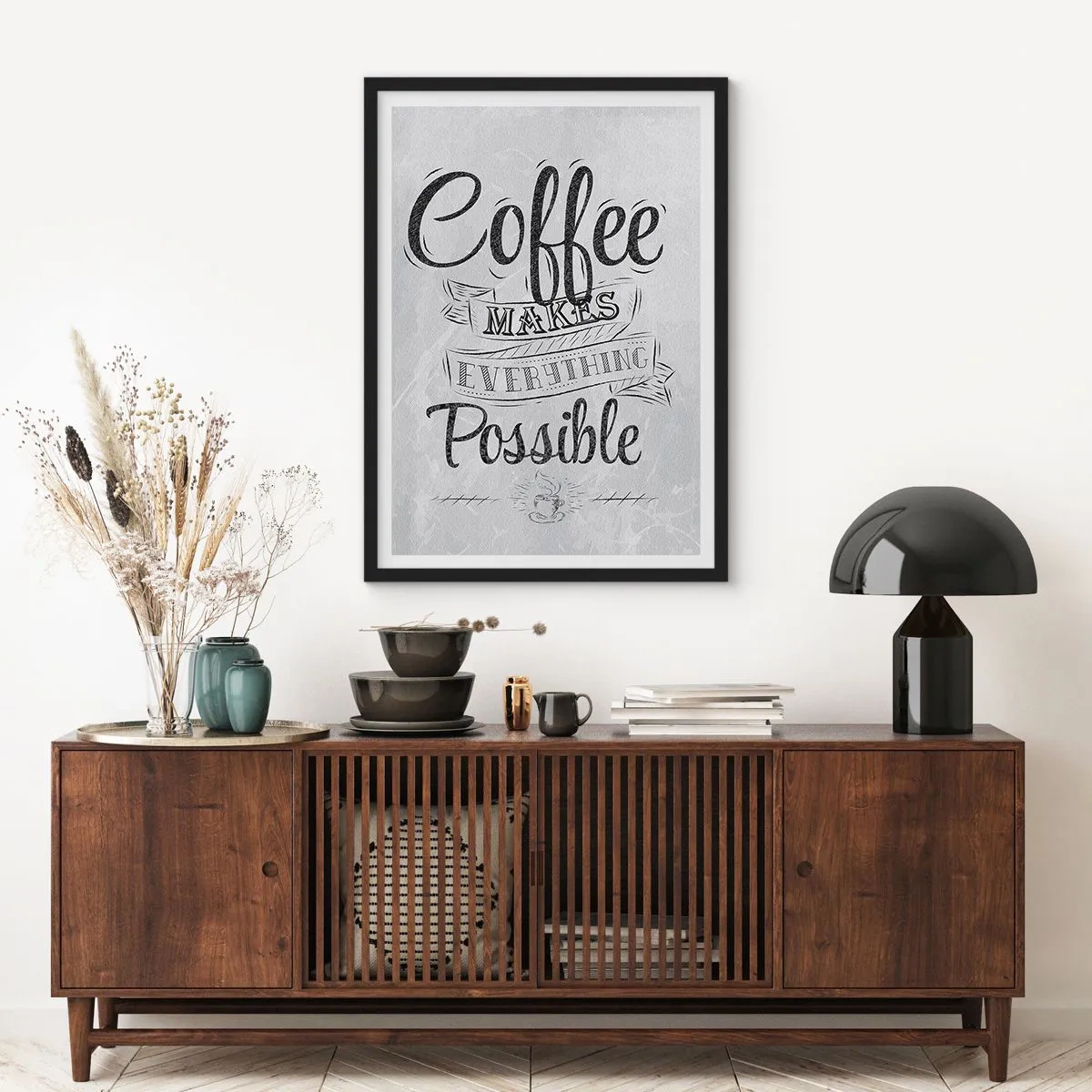 Poster in een zwarte lijst - Hoe kun je niet van koffie houden? - 30x40 cm