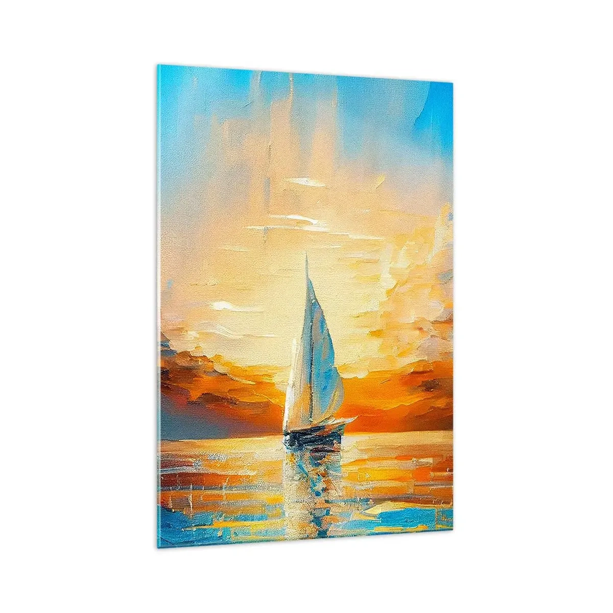 Schilderen op glas - Zeilen in goud - 70x100 cm