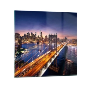 Schilderen op glas - Een stralende brug naar het hart van de stad - 30x30 cm