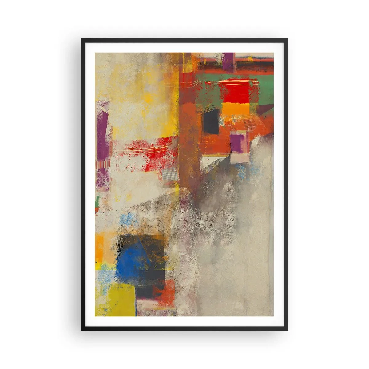 Poster in een zwarte lijst - Kleur geometrie - 70x100 cm