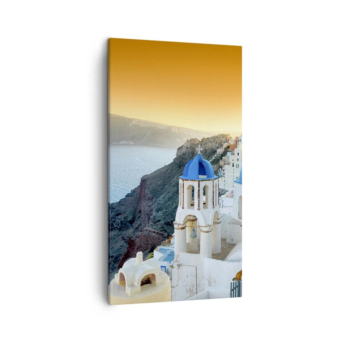 Schilderen op canvas - Santorini - genesteld tegen de rotsen - 45x80 cm