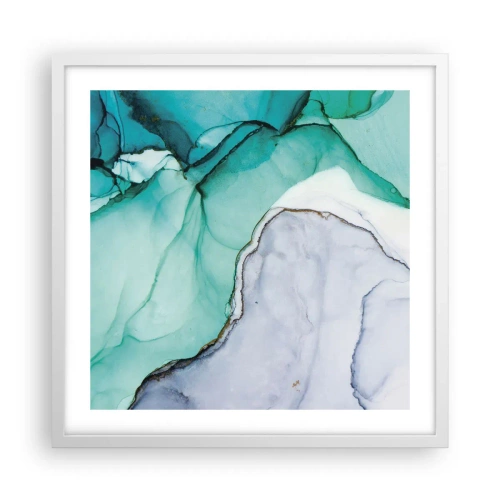Poster in een witte lijst - Een studie in turkoois - 50x50 cm