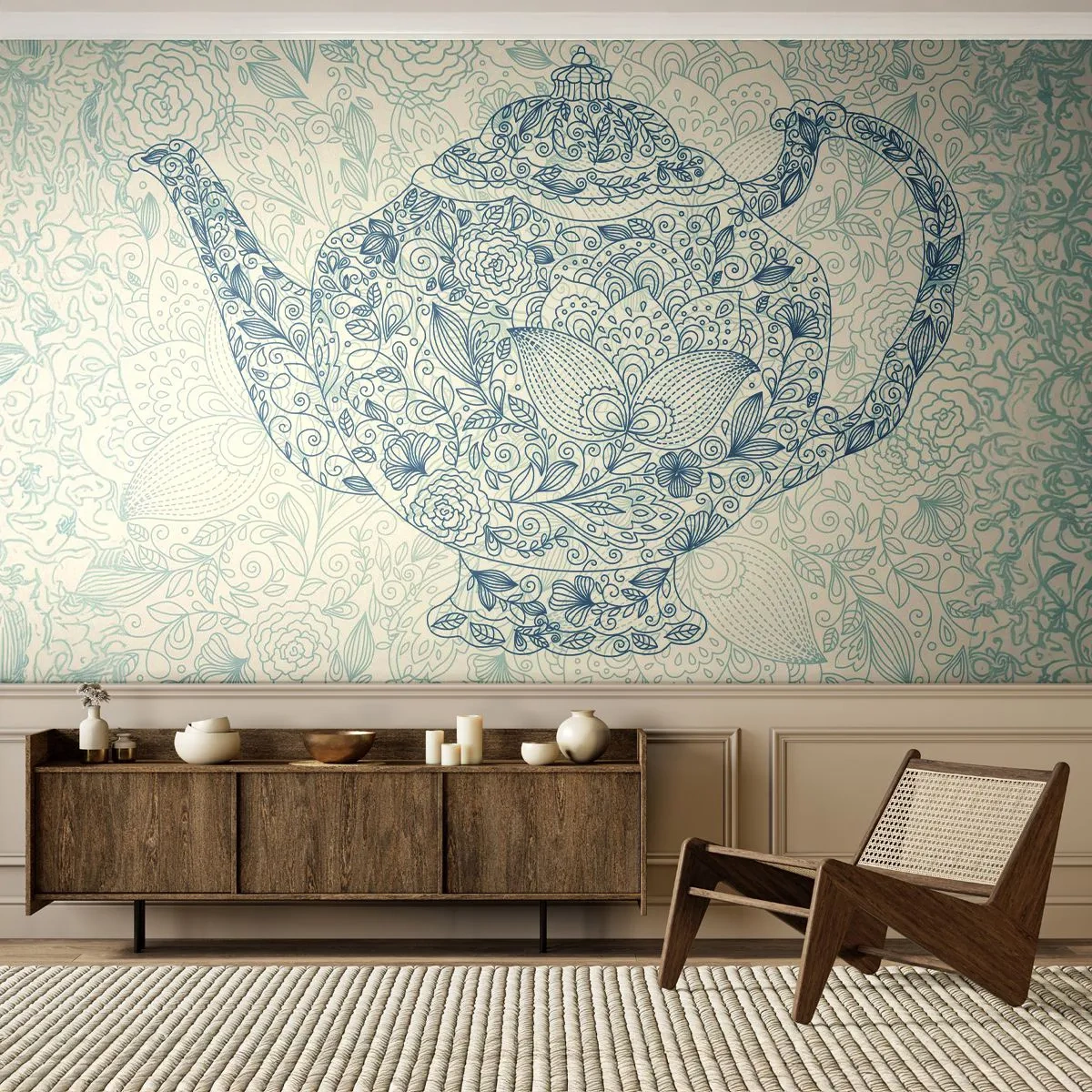 Fotobehang Premium Canvas - De charme van thee - Werper, Thee, Keuken - 250x175 cm