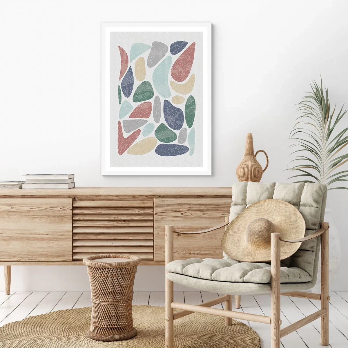 Poster in een witte lijst - Een mozaïek van poederkleuren - 50x70 cm