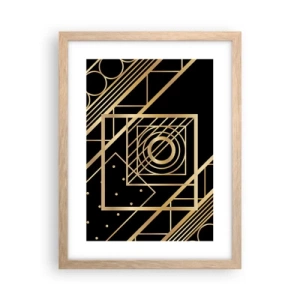 Een poster in een licht eiken lijst - Gouden geometrie - 30x40 cm