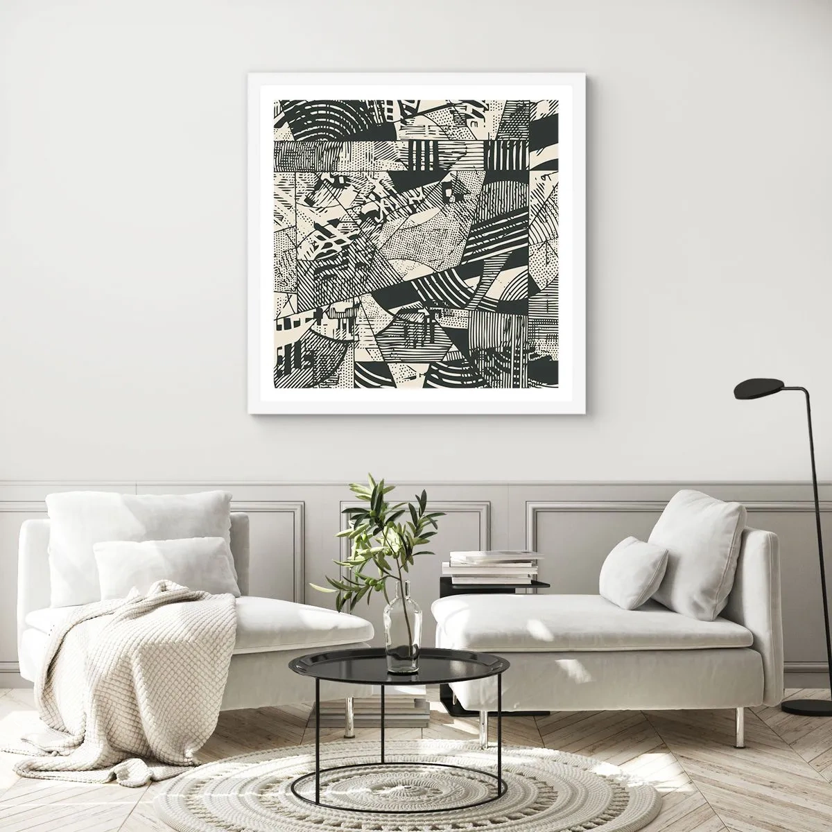 Poster in een witte lijst - De dynamiek van nu - 60x60 cm