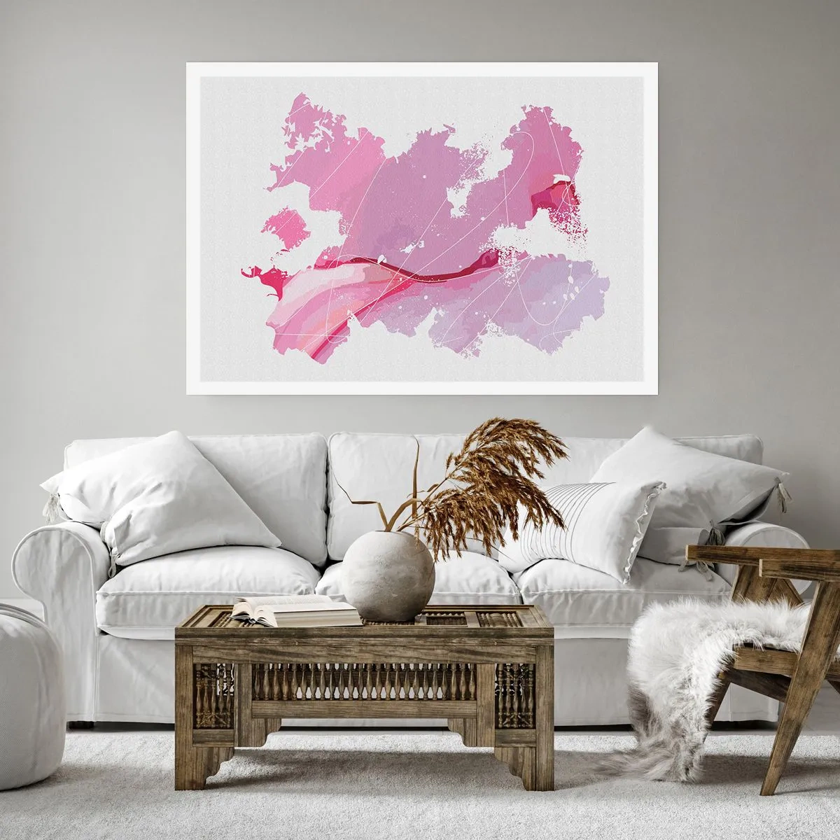 Poster - Kaart van de roze wereld - 100x70 cm