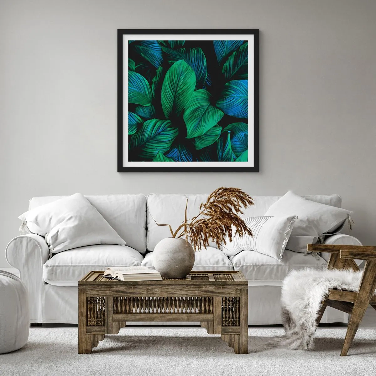 Poster in een zwarte lijst - In de groene menigte - 30x30 cm