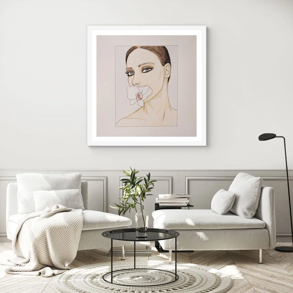 Poster in een witte lijst - Een symbool van elegantie en schoonheid - 40x40 cm