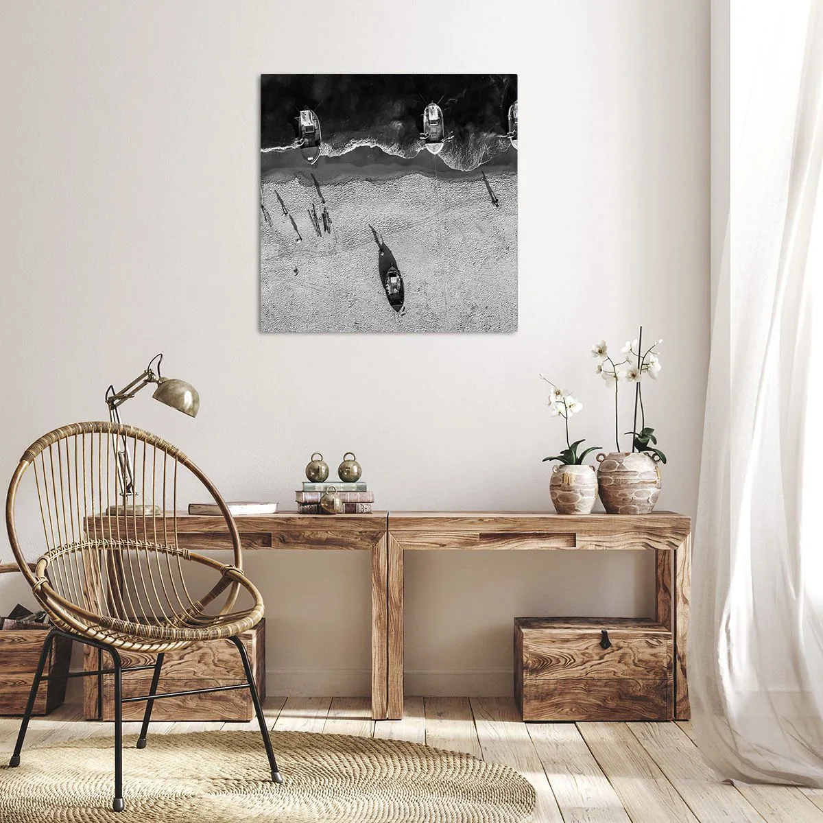 Schilderen op canvas - Nog steeds aan de oever… - 60x60 cm