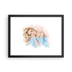 Poster in een zwarte lijst - Dromerig in het blauw - 40x30 cm