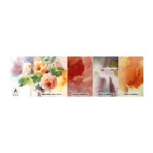 Fotobehang Monster Premium Sand - Delicaat als aquarel - Bloemen, Rozen, Boeket - 100x30 cm