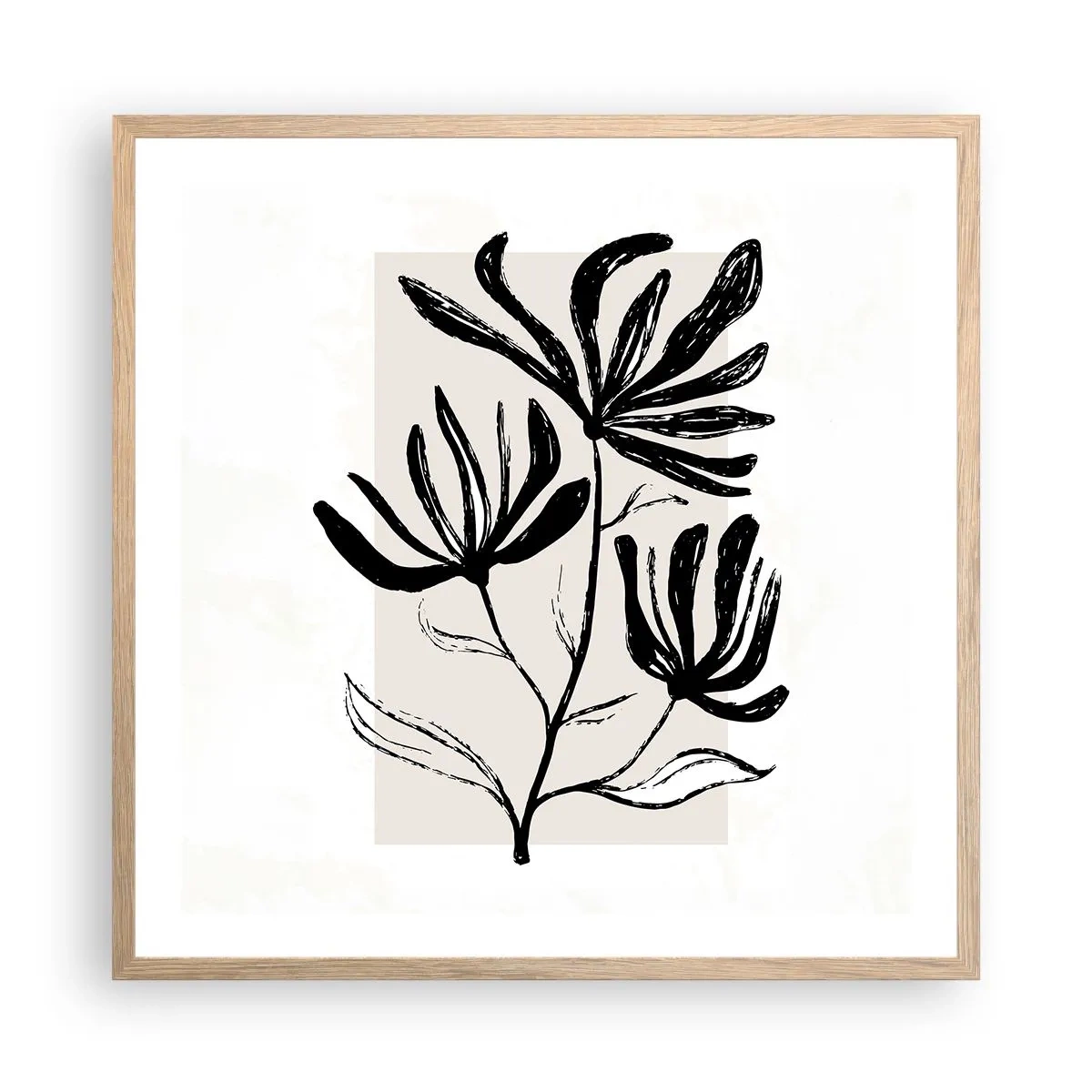 Een poster in een licht eiken lijst - Schets voor het herbarium - 60x60 cm