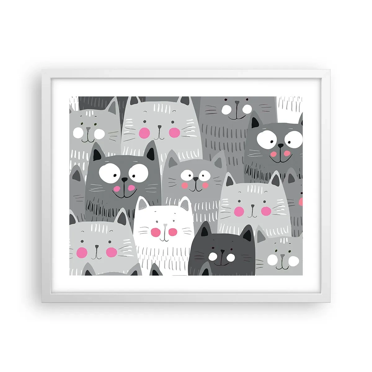 Poster in een witte lijst - De wereld van de kat - 50x40 cm