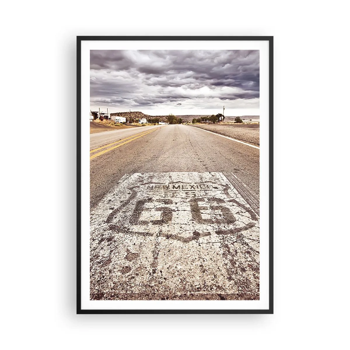 Poster in een zwarte lijst - Mother Road - een Amerikaanse legende - 70x100 cm