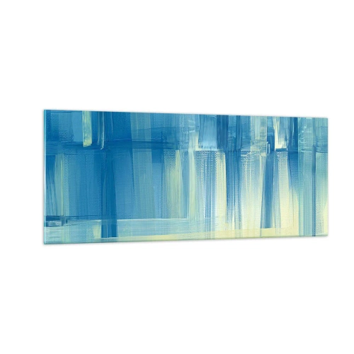 Schilderen op glas - Compositie in turkoois - 100x40 cm