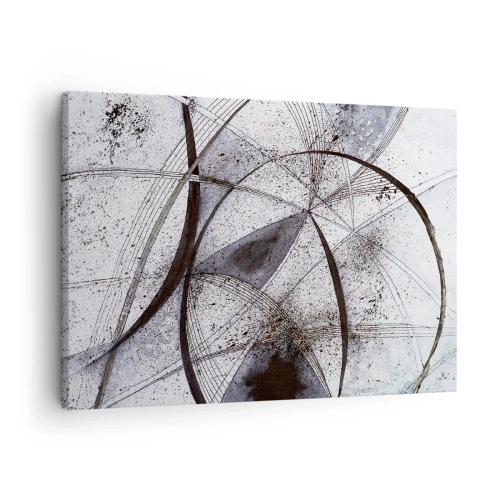 Schilderen op canvas - Abstracte lijnen en vormen in tinten grijs en zwart - 70x50cm - Futuristische fantasie - Moderne wanddecoratie voor woonkamer en slaapkamer ARTTOR