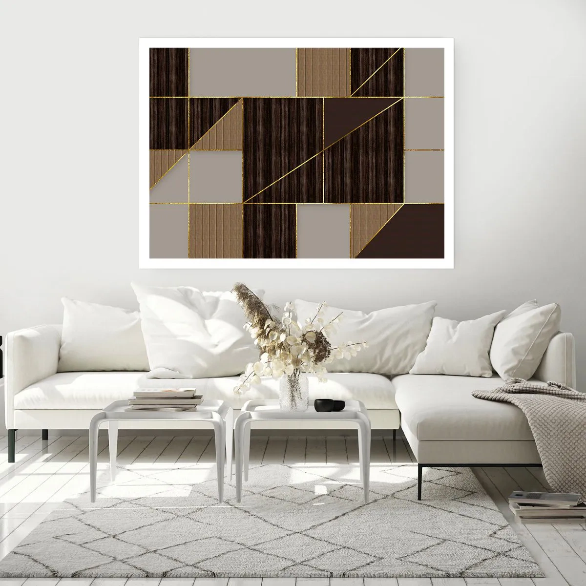 Poster - Een mozaïek van bruin en goud - 100x70 cm