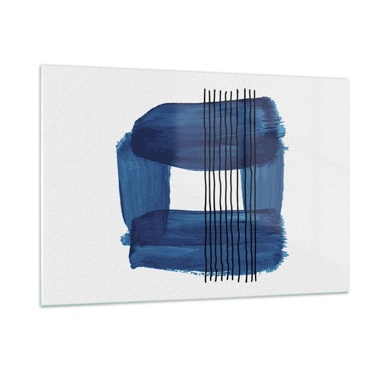 Schilderen op glas - Blauwe en zwarte compositie - 120x80 cm