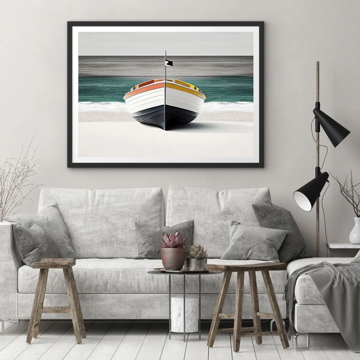 Poster in een zwarte lijst - Op zijn plaats - 91x61 cm