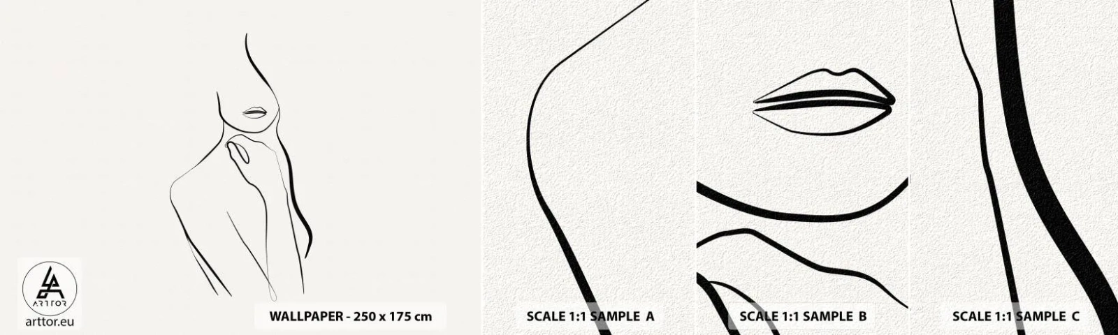 Fotobehang Staaltje Standard Eco - Een golf van melancholie - Abstractie, Vrouwenlichaam, Grafisch - 100x30 cm