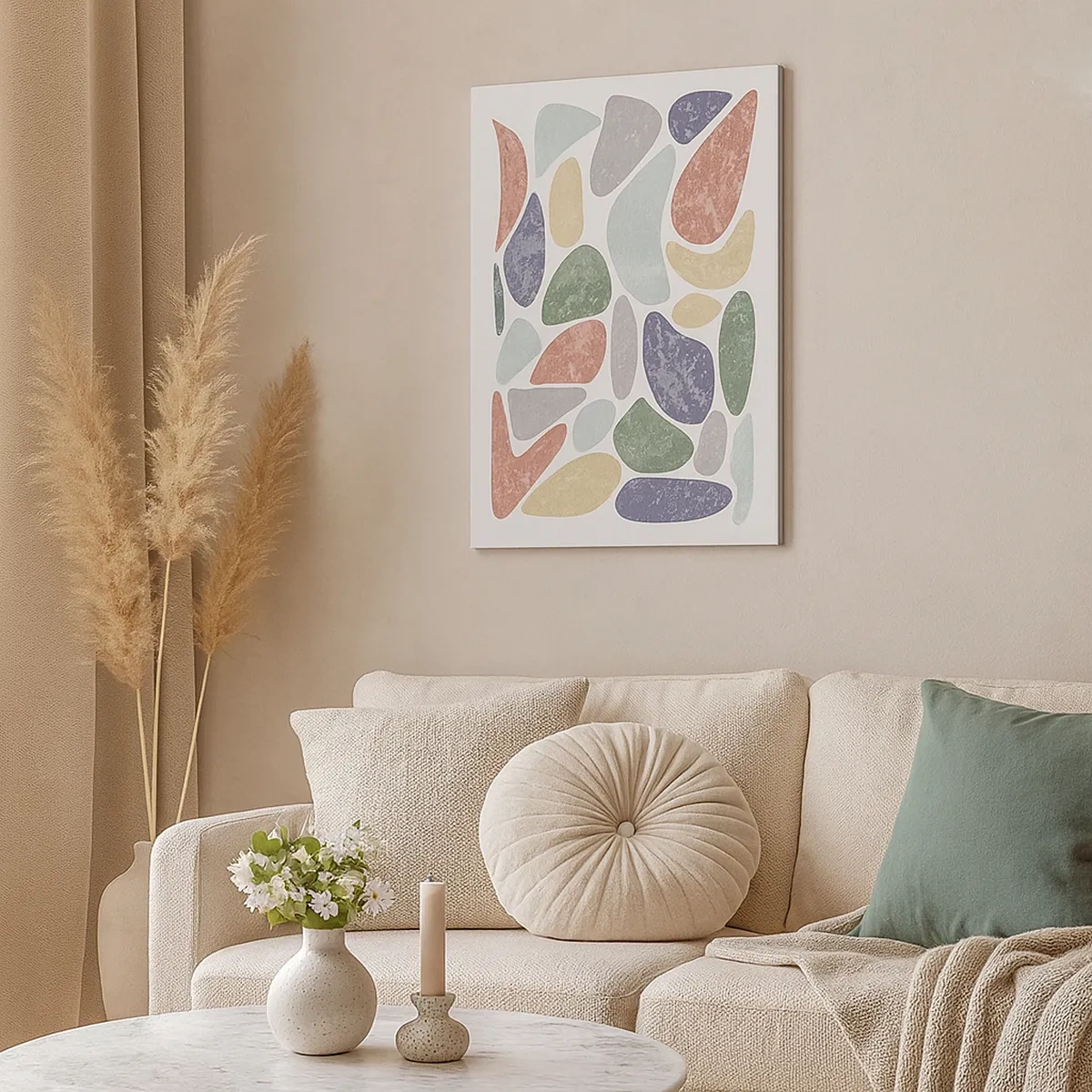 Schilderen op canvas - Een mozaïek van poederkleuren - 50x70 cm