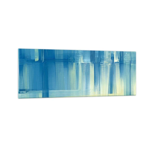 Schilderen op glas - Compositie in turkoois - 140x50 cm