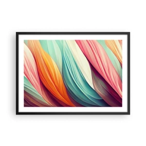 Poster in een zwarte lijst - Regenboog geweven - 70x50 cm